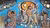 Human figures against a blue background - Mural by Sadequain in Banaras, India