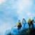 Los Angeles firefighters in cloud of smoke managing wildfire