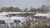 White tents in South Sudan refugee camp in Uganda