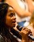 Josephine Xornam during the Q&A with Minister Ingrid van Engelshoven