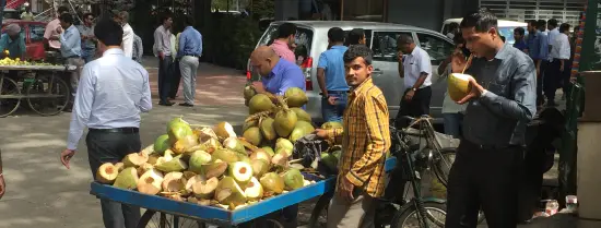 Man selling coconuts in Bangalore